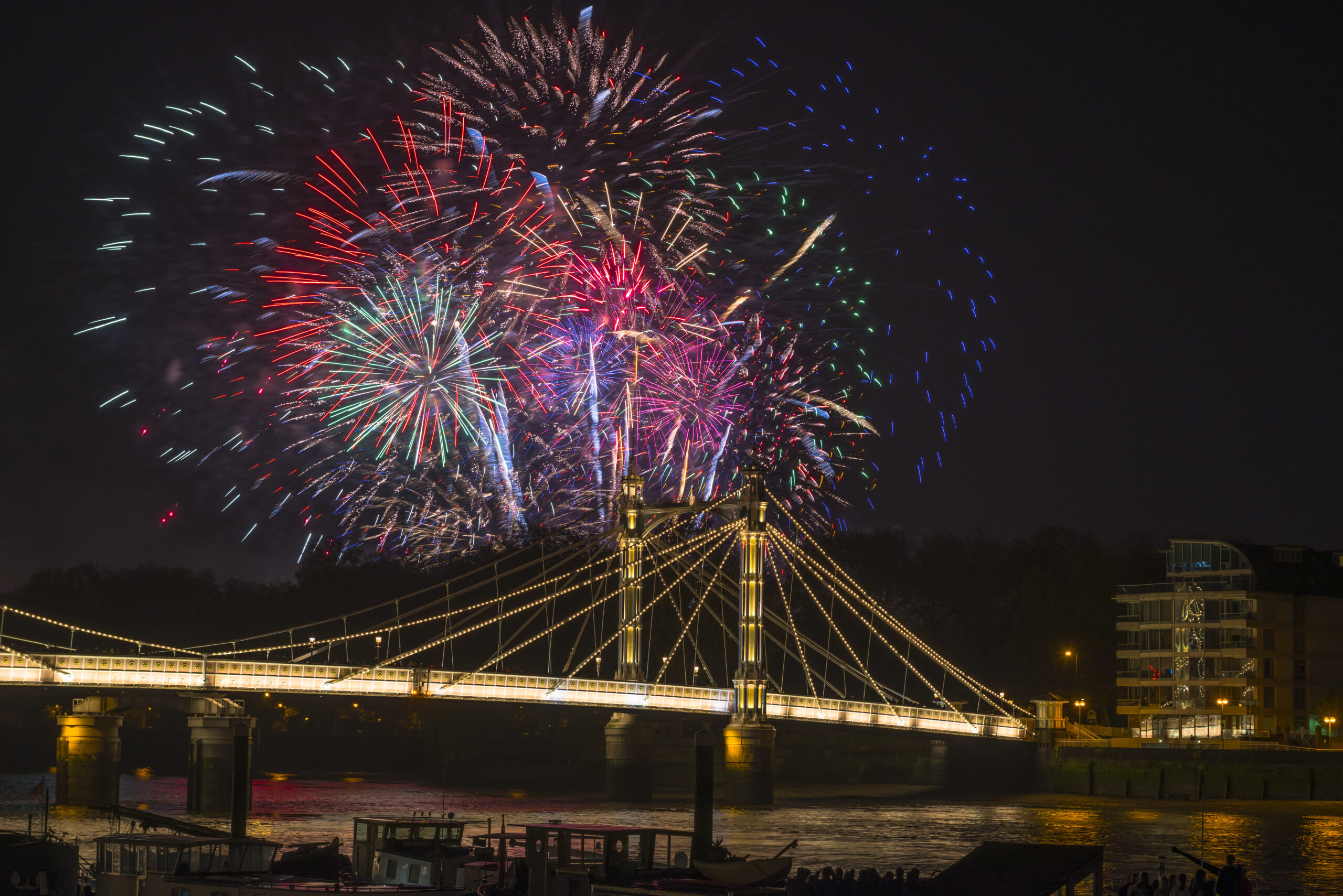 Fireworks in London by the bridge
