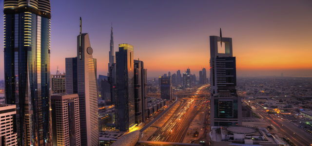 Skyline in Dubai provided by Addison Lee car hire.