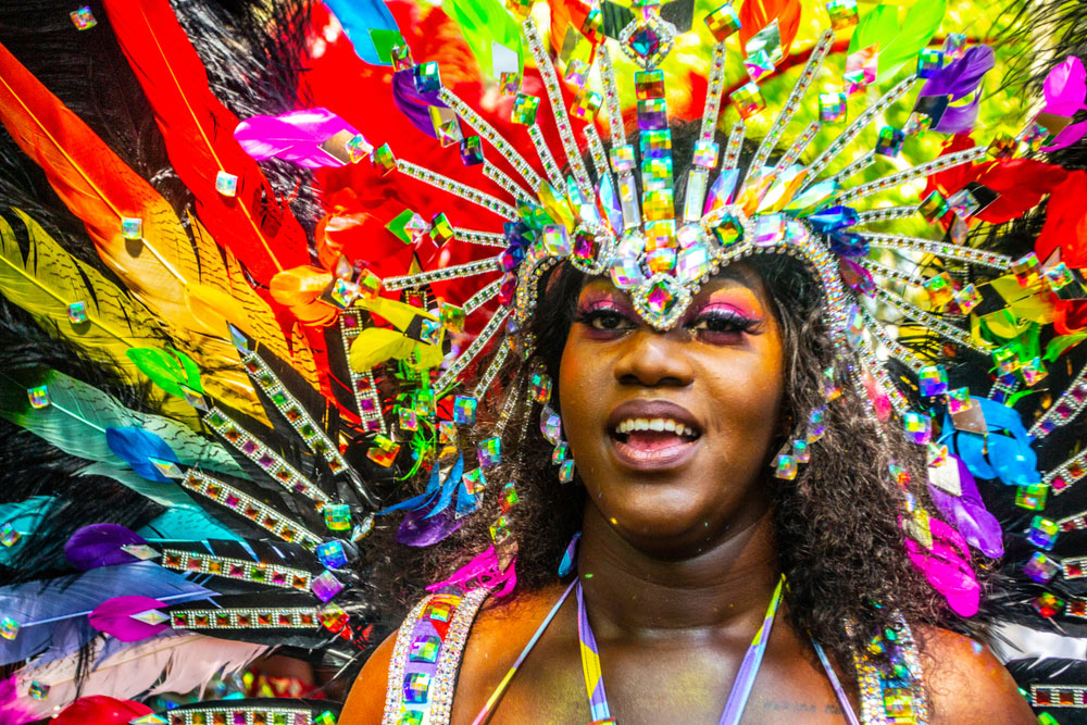 Woman in samba outfit at the 53rd edition of Notting Hill Carnival