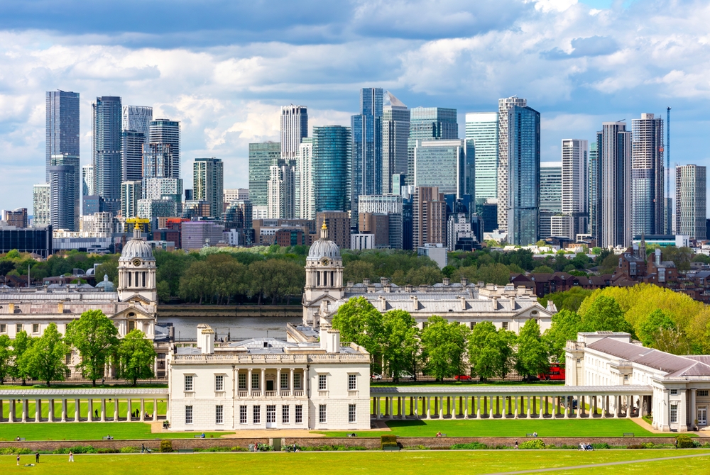 Skyline of Canary Wharf from Greenwich Park