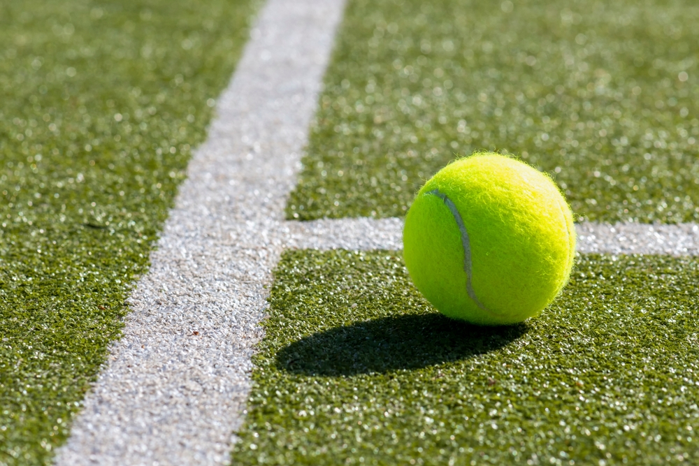 Tennis ball on a tennis court