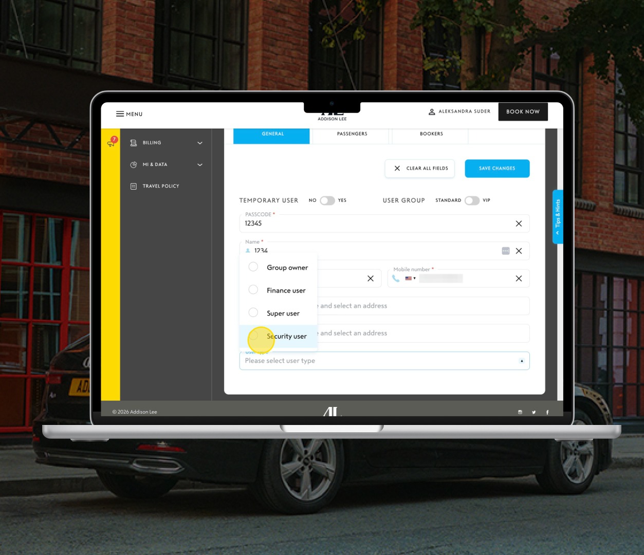 How to make an existing user a security user