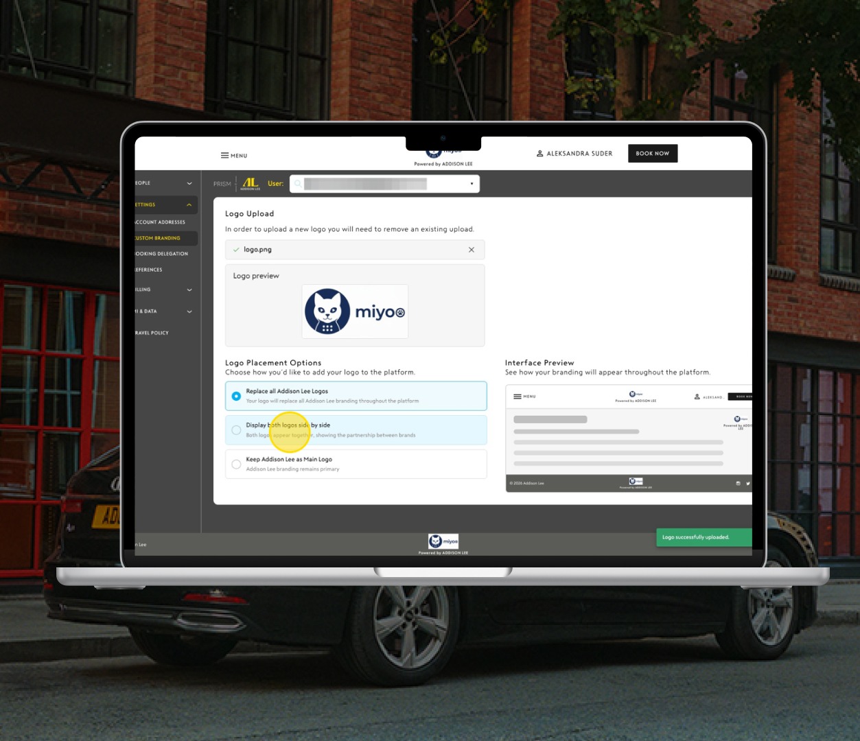 How to upload a logo on Prism