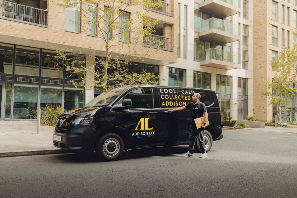 Addison Lee courier driver opening his van