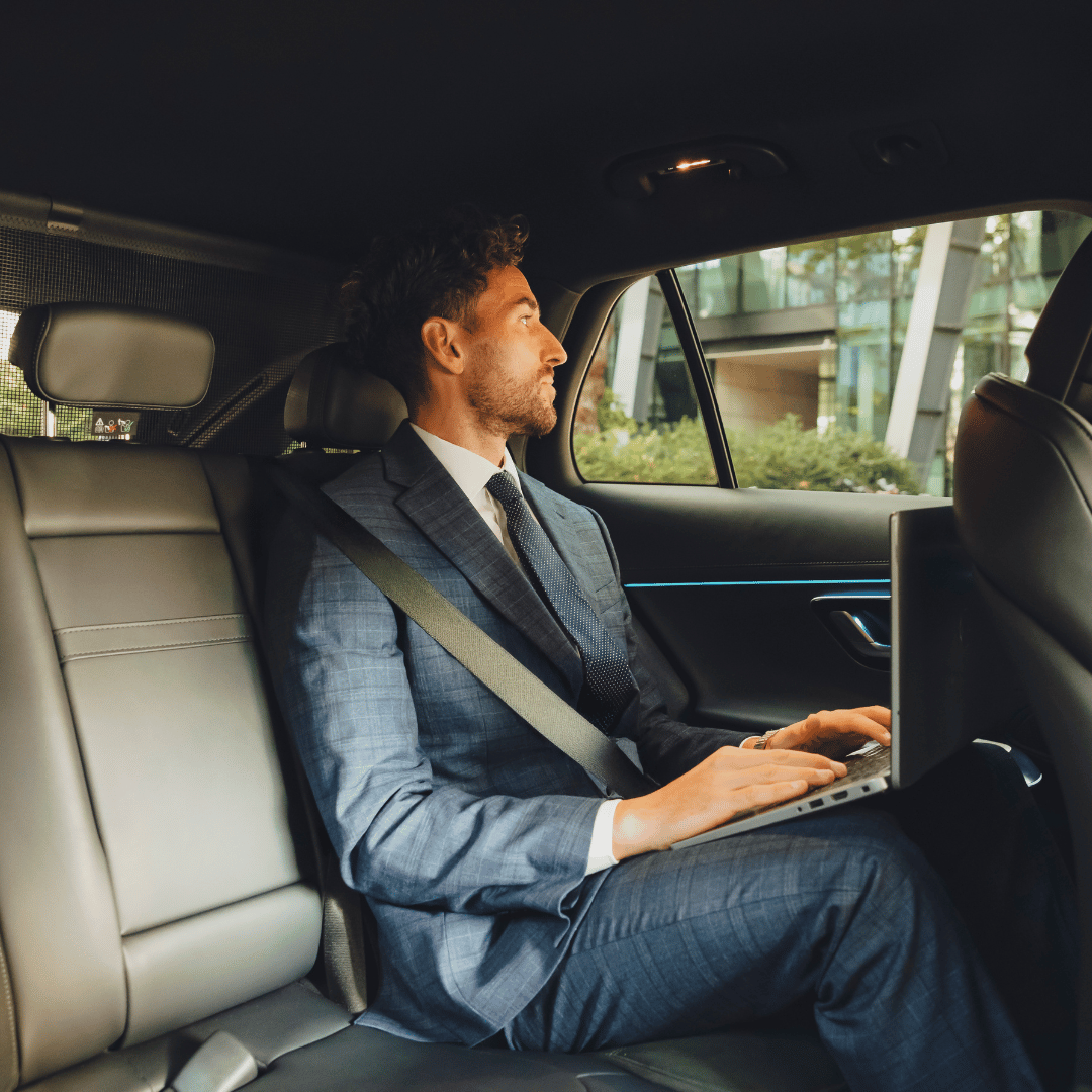 businessman with laptop in exec